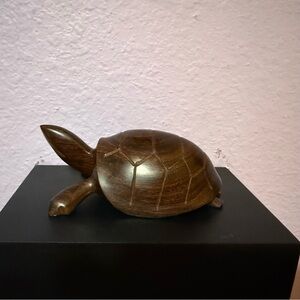Handcrafted Hand Carved Wooden Turtle Sculpture Made in Mexico